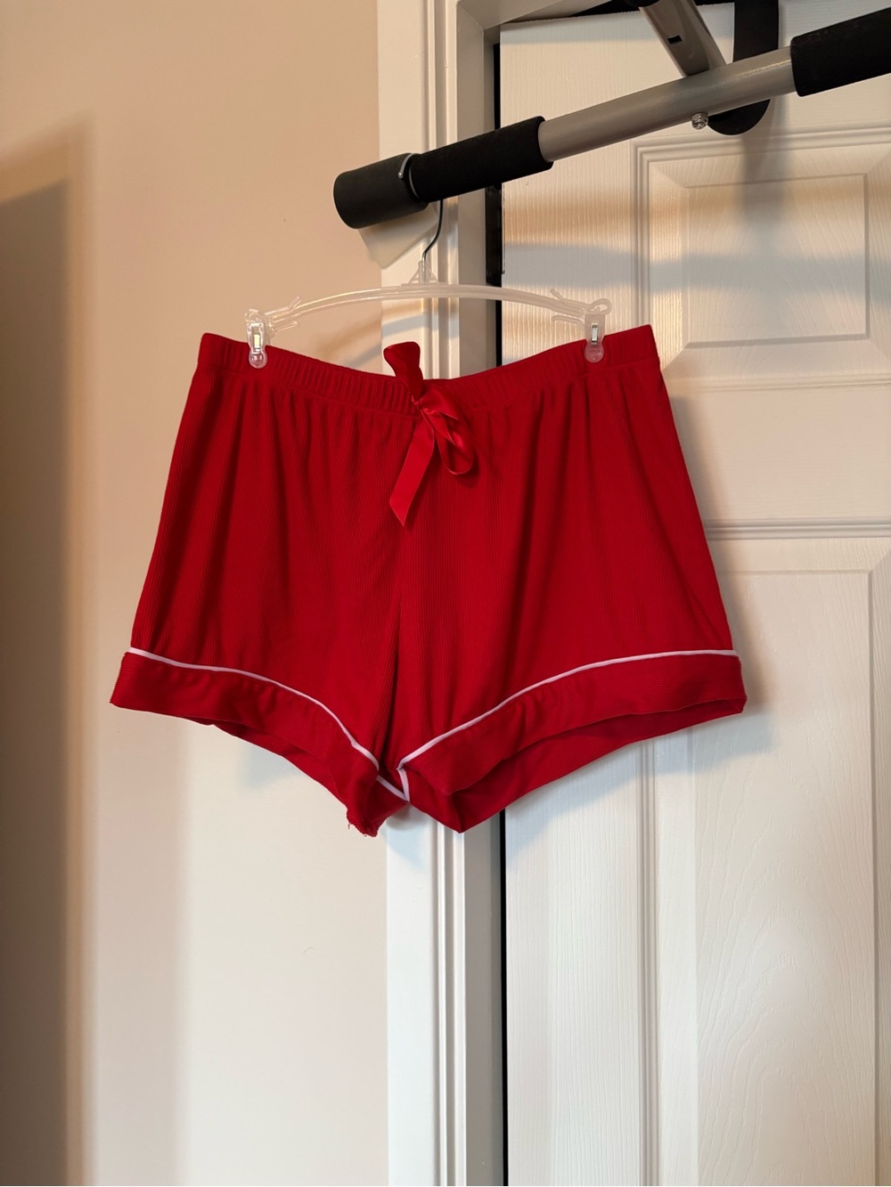 Red PJ Shorts with White Piping